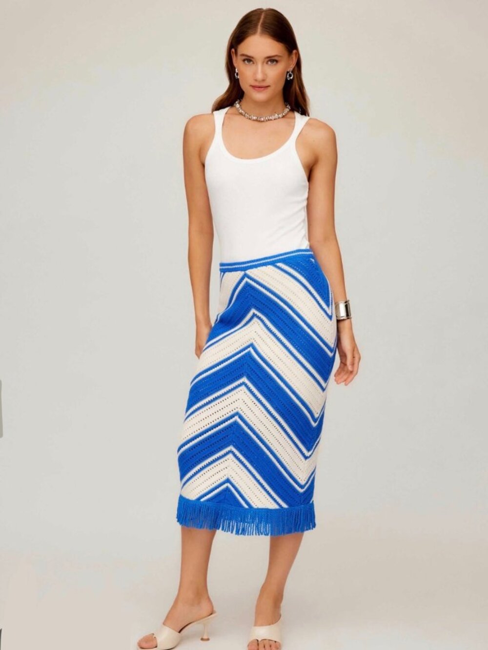 Fifteen Twenty Blue Amber Crochet Skirt NWT Size XS
